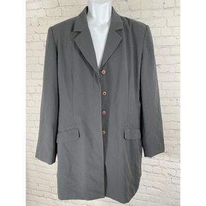 HW Collections Mossy Green Long Jacket Coat Collared Long Sleeve Size 16